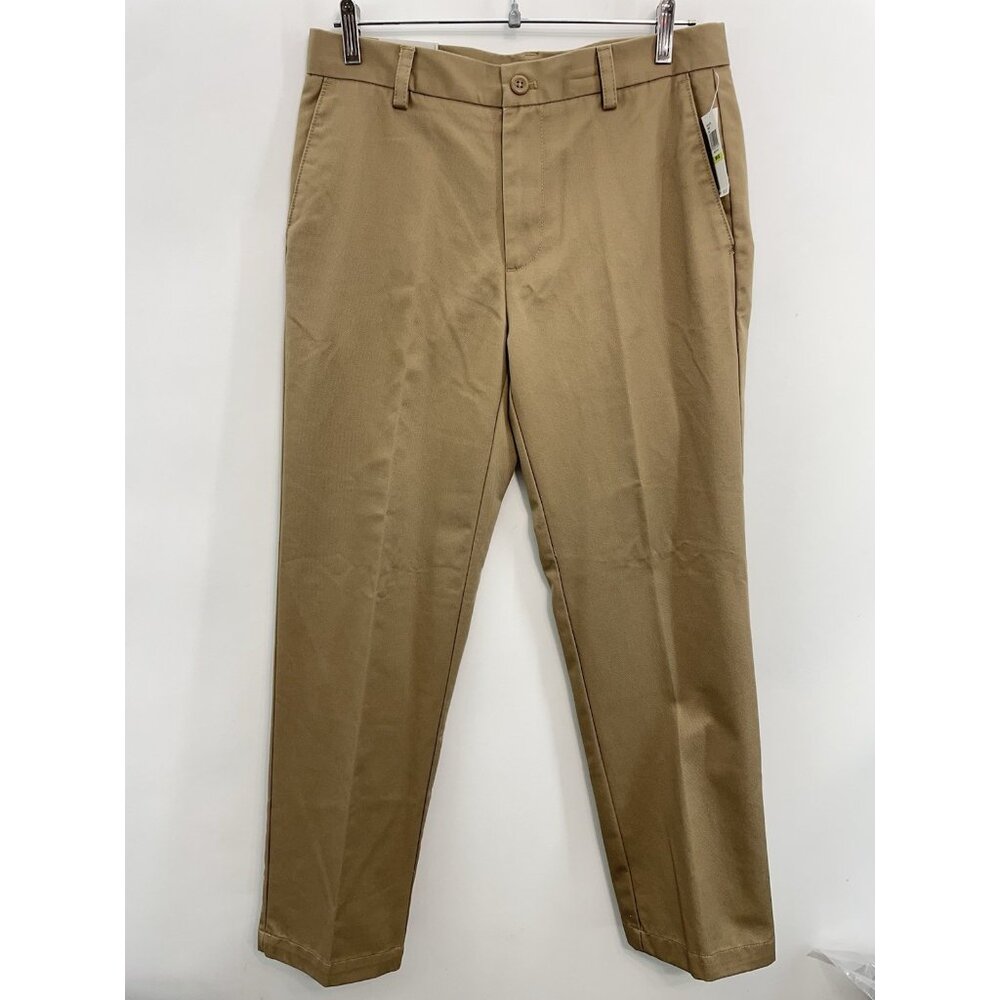 Izod America Chino Pants Flat Front Smooth Touch Straight Leg Khaki Mens 30x30